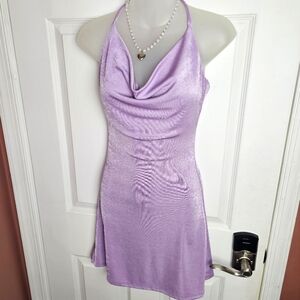 Rolla Coster Lilac Slinky Cowl Neck Halter Dress